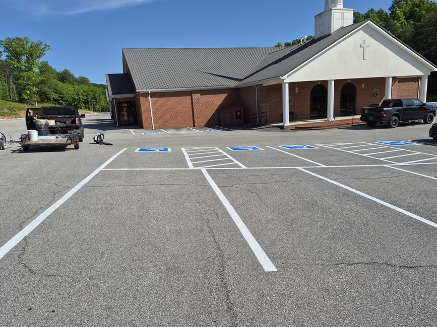 Completed church parking lot striping