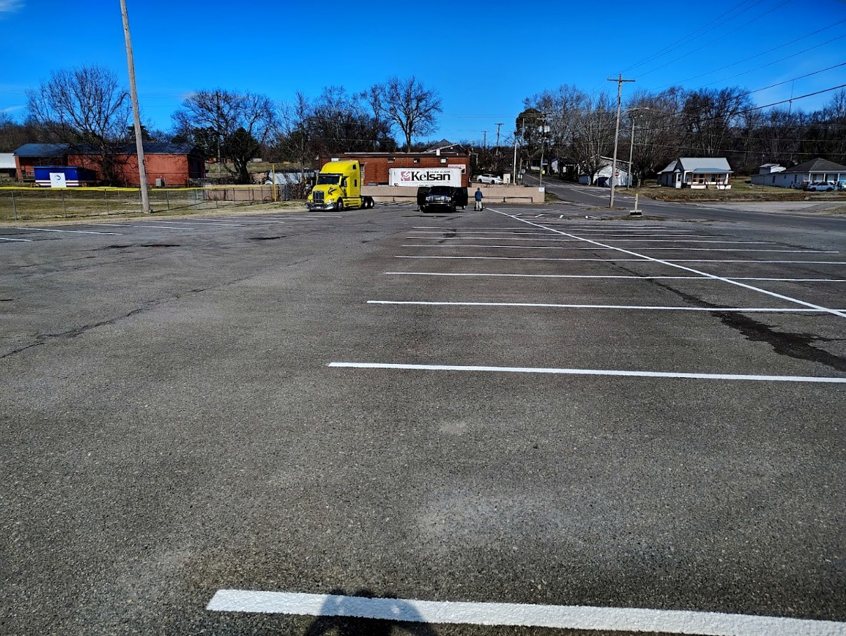 Parking lot before fresh lot re-striping