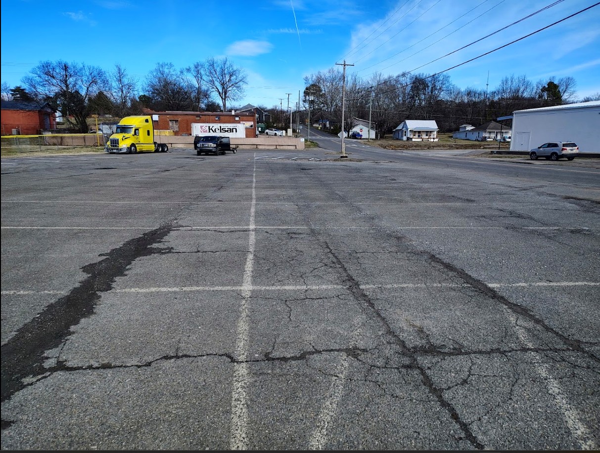Parking lot after fresh lot re-striping