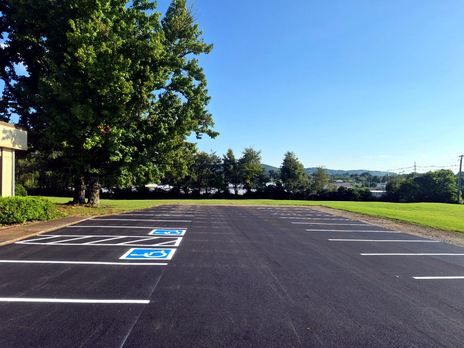 Finished sealed and striped parking lot in Sweetwater, Tennessee